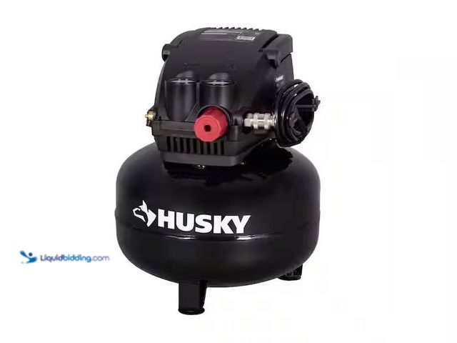 Lot 49-1568666 - Husky 3 Gal. 120 PSI Portable Electric Oil-Free Light Duty Pancake Air Compressor with Fold Down Han...