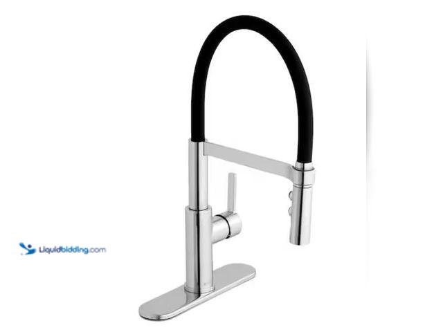 Lot 49-1550382 - Glacier Bay Statham Single Handle Spring Neck Pull Down Sprayer Kitchen Faucet in Polished Chrome, M...
