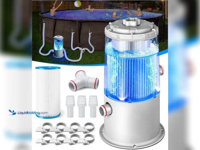 Lot 49-5408429 - 1000 GPH Light-Up Pool Filter Pump for Above Ground Pools | Built-in Blue LED Light, Transparent Hou...