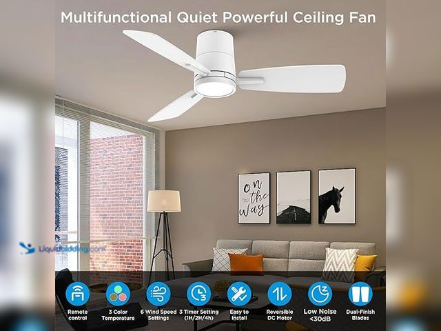 Lot 49-5411509 - Ceiling Fans with Lights,42 inch,Quiet Reversible Motor,Easy to Install,6 Speeds,3CCT,Timer, White M...