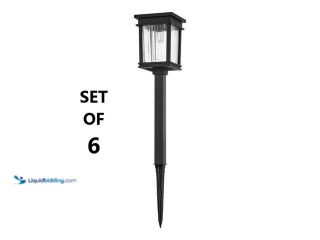Lot 49-3617672 - Hampton Bay Set of (6) Lauder Black Solar LED 40 Lumen Weather Resistant Path Light - Unused SKU # 1...