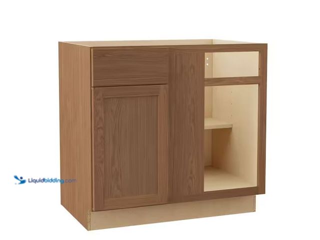 Lot 49-1576764 - Hampton Bay Sinclair 36 in. W x 24 in. D x 34.5 in. H Assembled Blind Base Cabinet in Shaker Saddle ...