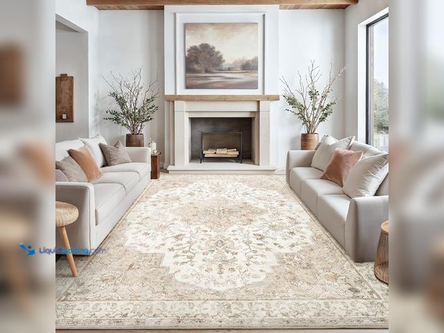 Lot 49-3527357 - Amada Area Rugs 8x10, Non-Slip Washable Rug with Low Profile, Durable Bound Edge, Soft Large Vintage...