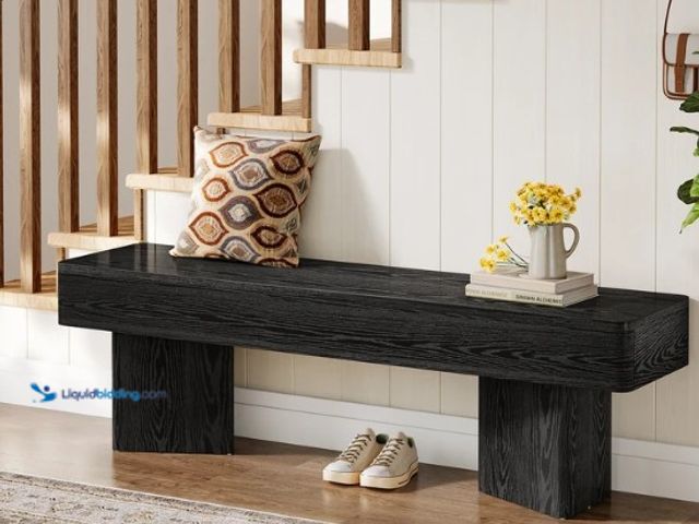 Lot 49-5552930 - Tribesigns Black Entryway Bench. 120cm. Unused with hardware and attachments.
