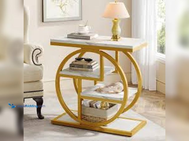 Lot 49-5415388 - Kerlin 25.59 in. White Rectangle Engineered Wood End Table for Living Room, Small Sofa Side Table wi...
