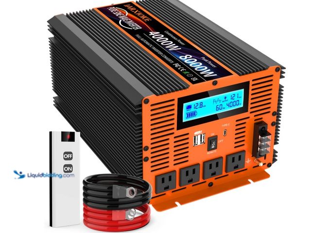 Lot 49-3431519 - 4000 Watt Pure Sine Wave Power Inverter 12V DC to 110V 120V Converter for Family RV Off Grid Solar S...