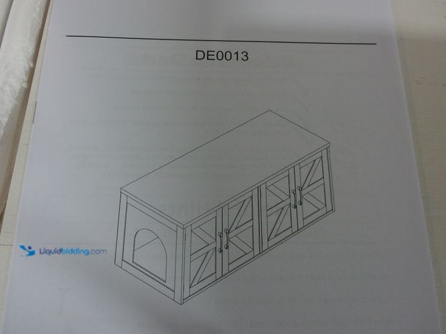 Lot 49-1555650 - Cat Furniture Enclosure Litter Box, White Wood with Rustic Brown Wooden Top, Slightly used, Minor Ch...