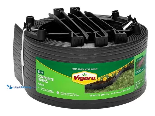 Lot 49-1515698 - Vigoro 20 ft. Black Composite Edging with Stakes, Model # 55420, Slightly used, Missing stakes.  Ref...