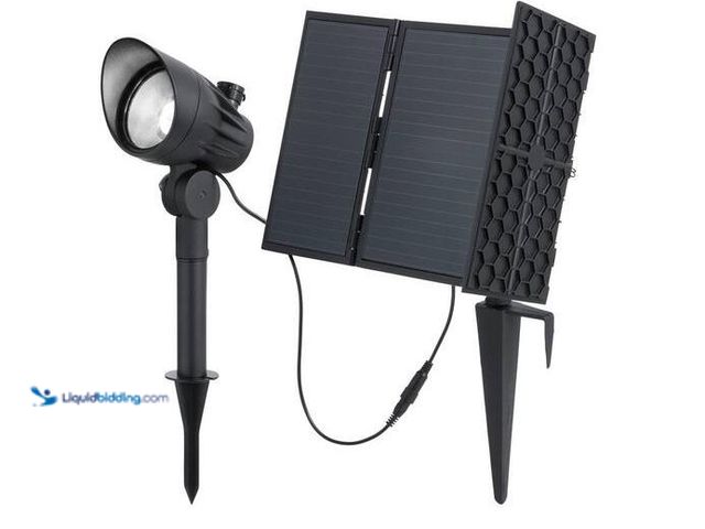 Lot 49-1576500 - Home Decorators Collection 300-600 Lumen Black LED High-Low Metal Weather Resistant Outdoor Solar Sp...