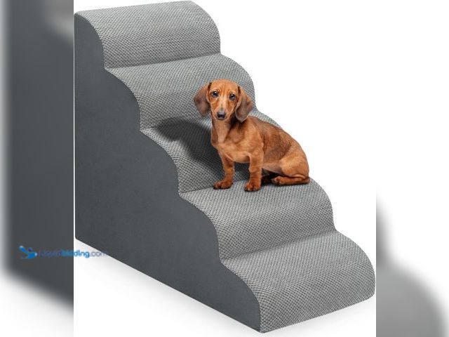 Lot 49-5544087 - Dog Stairs for Bed 28.7”H, 5-Step Dog Ramp, Non-Slip Sturdy Pet Steps for Small Dogs & Cats to get o...