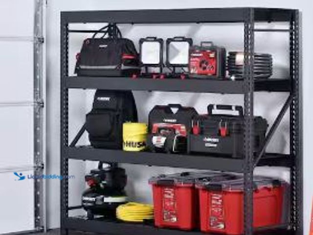 Lot 49-5454088 - 77 in. W 4-Shelf Black Metal Shelving Unit, 27 Gal. Item is Unused