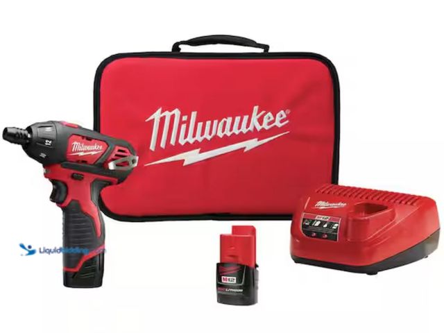 Lot 49-2005946 - Milwaukee M12 12V Lithium-Ion Cordless 1/4 in. Hex Screwdriver Kit with Two 1.5Ah Batteries, Charger...