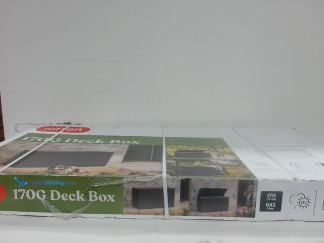 Lot 49-2026189 - Keter 170 Gal. Resin Deck Box Large Indoor/Outdoor Storage. Model #15208971211. MSRP: $129.98. New. ...