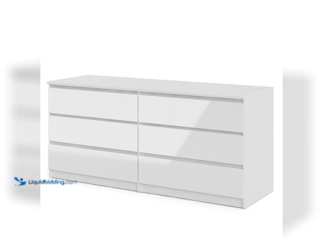 Lot 49-5414422 - Scottsdale 6-Drawer White High Gloss Double Dresser Model # 70296uu, Unused.