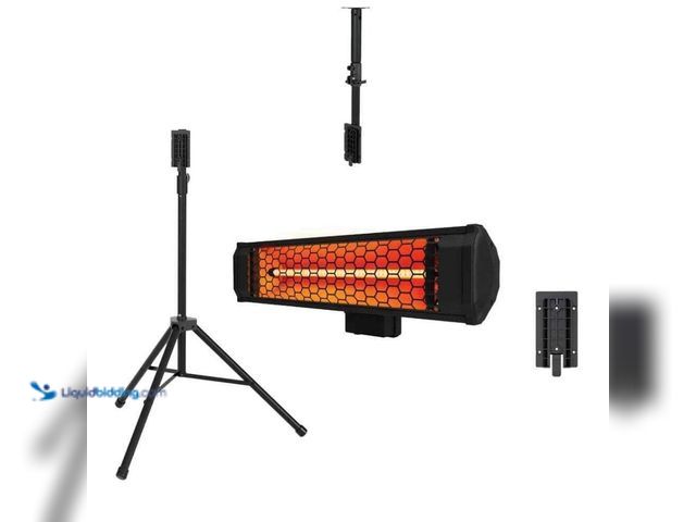 Lot 49-5477882 - Heat Storm Tradesman 1500W Electric Quartz Space Heater w/Tripod, Black (powers on) Used