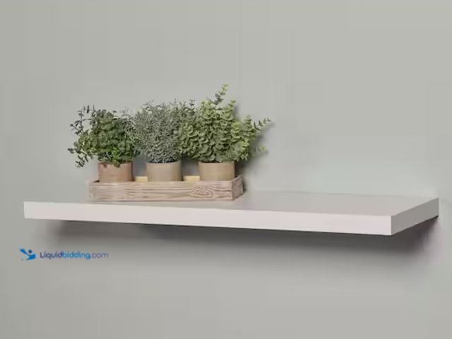 Lot 49-2001151 - Wallscapes Avalon 10 in. x 36 in. x 1.5 in. White MDF with Veneer Overlay Floating Decorative Wall-S...