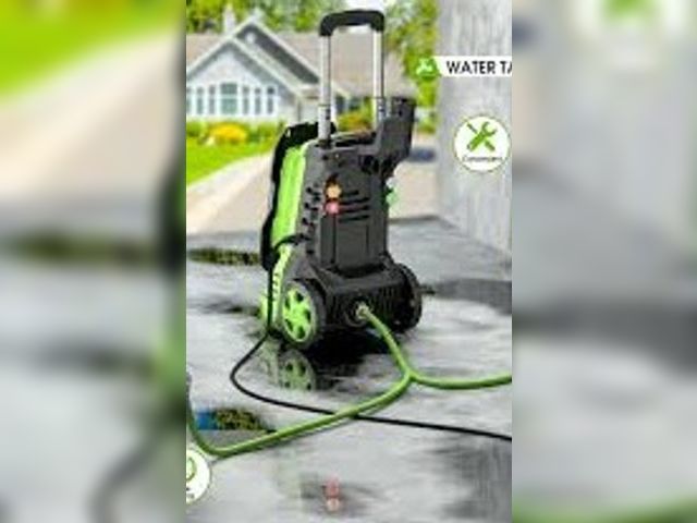 Lot 49-5437232 - Pressure Washer, High Pressure Cleaning Machine. Used. Green. Used. NO wand included, hose is slighl...