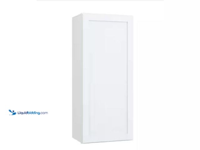 Lot 49-1568622 - Hampton Bay Courtland 18 in. W x 12 in. D x 42 in. H Assembled Shaker Wall Kitchen Cabinet in Polar ...