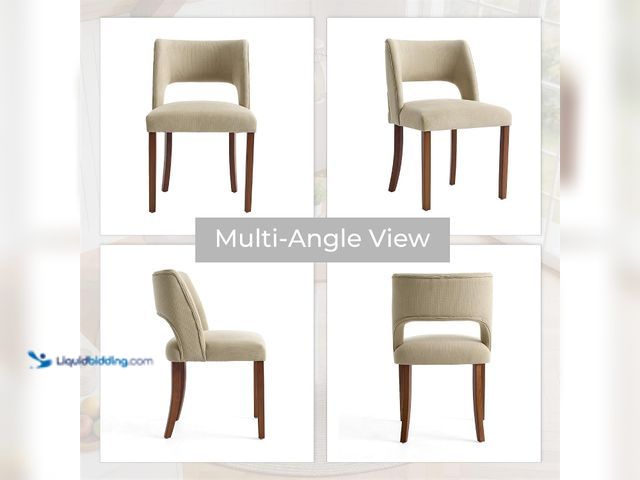 Lot 49-5553389 - DREAMSIDEA Mid-Century Modern Light Camel Chenille Dining Chairs, Set of 4 | Ergonomic curved backre...