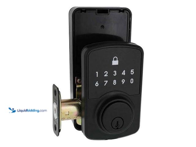 Lot 49-5551365 - Defiant Hubspace Smart WiFi Deadbolt Set Matte Black / WIFI, Used with attachments and hardware and ...