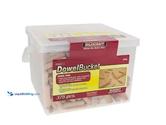Lot 49-3613838 - Lot of (4) Milescraft Dowel Bucket Fluted Hardwood Dowel Pins (375-Pieces), Model # 5346, Unused  Re...