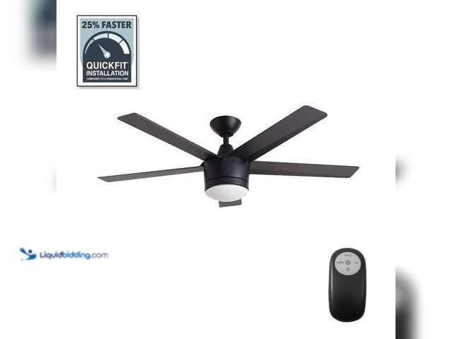 Lot 49-3528566 - Home Decorators Collection
Merwry 52 in. Integrated LED Indoor Matte Black Ceiling Fan with Light K...