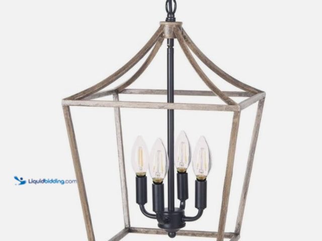 Lot 49-1519141 - Homenovo Lighting Marden 4-Light Farmhouse Chandelier Antique Finish, Model# 115891054861, Unused.  ...