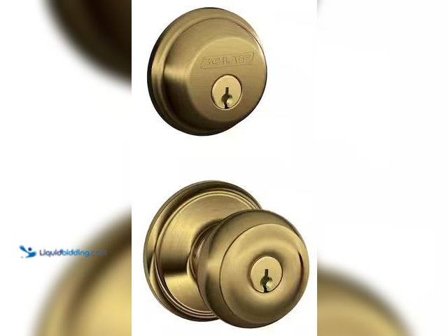 Lot 49-5481999 - Schlage
Georgian Antique Brass Single Cylinder Deadbolt and Keyed Entry Door Knob Combo Pack Intern...