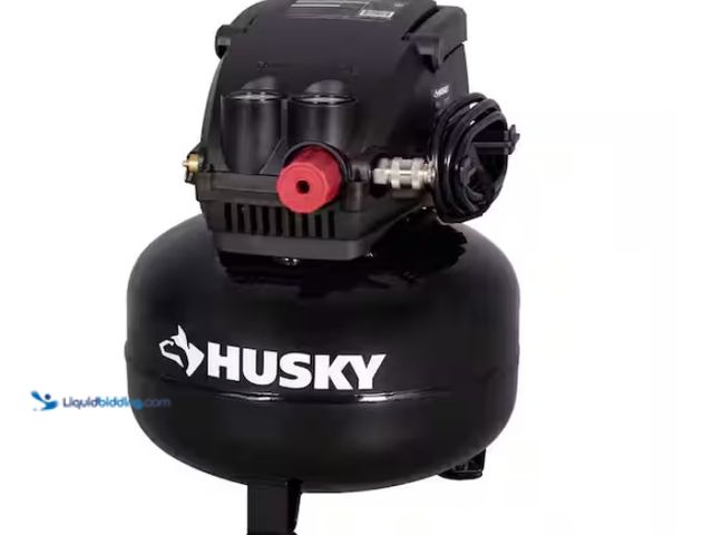 Lot 49-3471651 - Husky 3 Gal. 120 PSI Portable Electric Oil-Free Light Duty Pancake Air Compressor with Fold Down Han...
