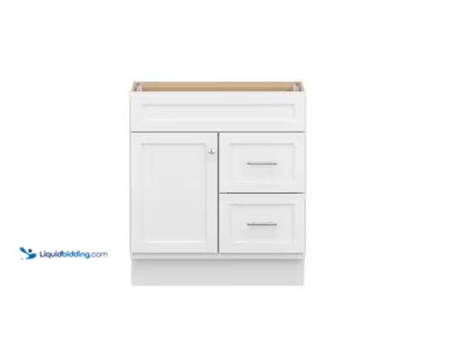 Lot 49-5573159 - Glacier Bay
Canfield 30 in. Bathroom Vanity Cabinet without Top in White (Assembled), Unused withou...