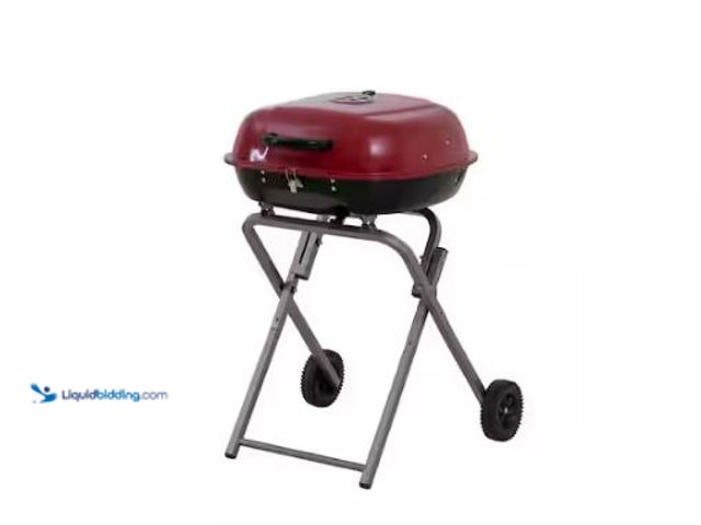 Lot 49-1577363 - Portable Charcoal Grill in Red with Charcoal Tray and Grate, Model # 110702001, Used, Shipping damag...