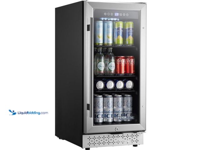 Lot 49-3562151 - VEVOR Beverage Refrigerator Cooler, 88 Can Beverage Fridge, Mini Fridge with Glass Door, Adjustable ...