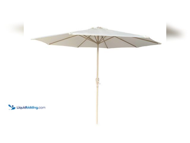 Lot 49-5447654 - 9 ft. Aluminium Market Patio Umbrella in Beige, Outdoor Table Umbrella with 8-Sturdy Ribs, Push Butt...