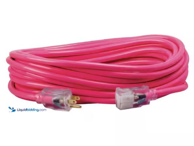 Lot 49-2001553 - Southwire 50 ft. 12/3 SJTW Hi-Visibility Outdoor Heavy-Duty Extension Cord with Power Light Plug, Mo...