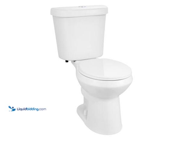 Lot 49-5553430 - Glacier Bay 12 in. Rough in 2-Piece 1.0 GPF/1.28 GPF Dual Flush Round Toilet in White, Seat Included...