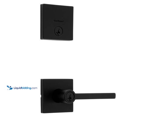 Lot 49-5452296 - Kwikset
Halifax Matte Black Entry Door Handle with Single Cylinder Deadbolt Combo Pack featuring Sm...