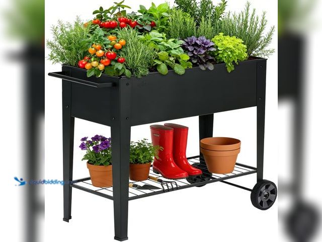 Lot 49-5546613 - 31.5" Tall Raised Garden Bed with Wheels, Extra 15.7" W Planter Box (400 lbs Loads) with Storage She...