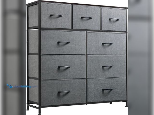 Lot 49-3531535 - 9-Drawer Dresser, Fabric Storage Tower for Bedroom, Hallway, Entryway, Closet, Tall Chest Organizer ...