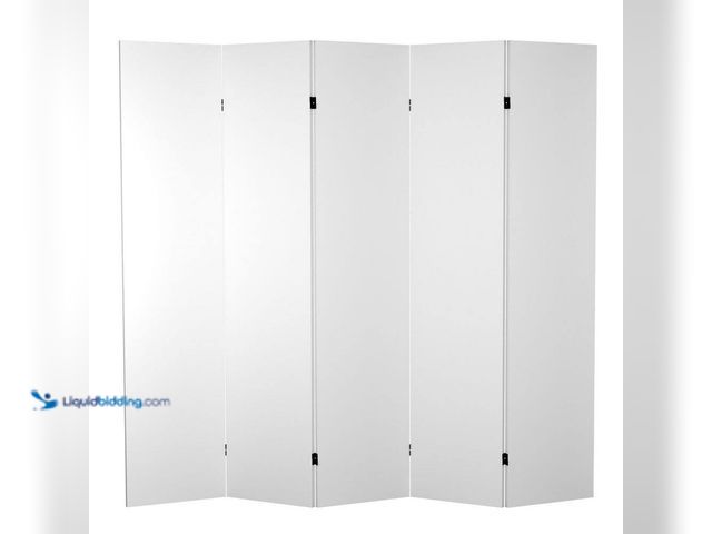 Lot 49-5414562 - 6 ft. White 5-Panel Blank Canvas Room Divider  Model # CV-6BLANK-5P used smudges