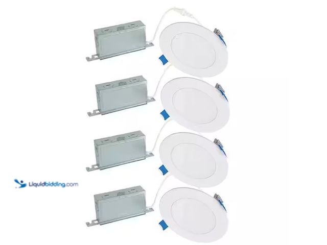Lot 49-5545855 - HALO
HLBSL 4 in. Adjustable Canless Integrated LED Recessed Light, 600 Lumens, 5CCT, White (4-Pack)...