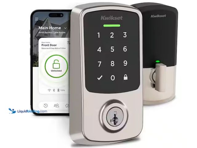 Lot 49-5573218 - Kwikset
Aura Reach Satin Nickel Bluetooth + Matter Over Thread Enabled Smart Lock Deadbolt with Sma...