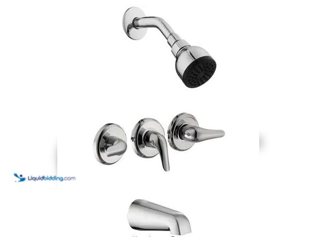 Lot 49-1521467 - Glacier Bay Aragon 3 Handle 1-Spray Tub and Shower Faucet 1.8 GPM in Chrome (Valve Included) Model #...