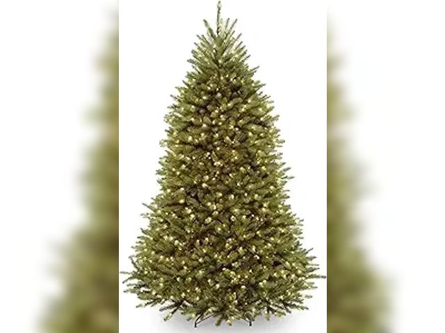 Lot 49-1543467 - National Tree Company Pre-Lit Artificial Full Christmas Tree, Green, Dunhill Fir, White Lights, Incl...