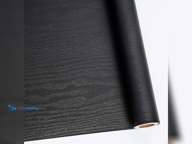 Lot 49-2001416 - Abyssaly Black Wood Peel and Stick Paper 35.4 in X 118 in Decorative Self-Adhesive Contact Paper Fil...