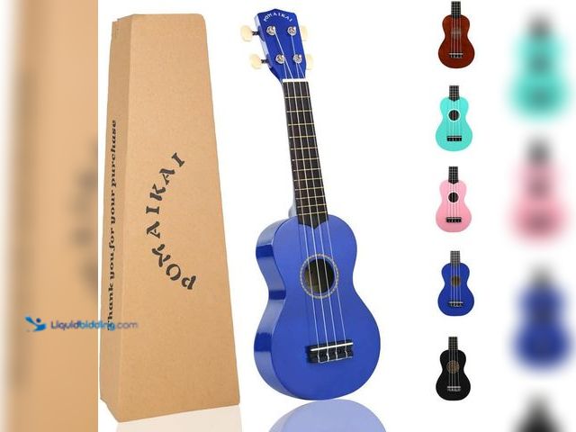 Lot 49-1576779 - POMAIKAI Soprano Ukulele for Beginners, Guitar 21 Inch Ukelele Instrument for Adults Wood Guitar Sma...