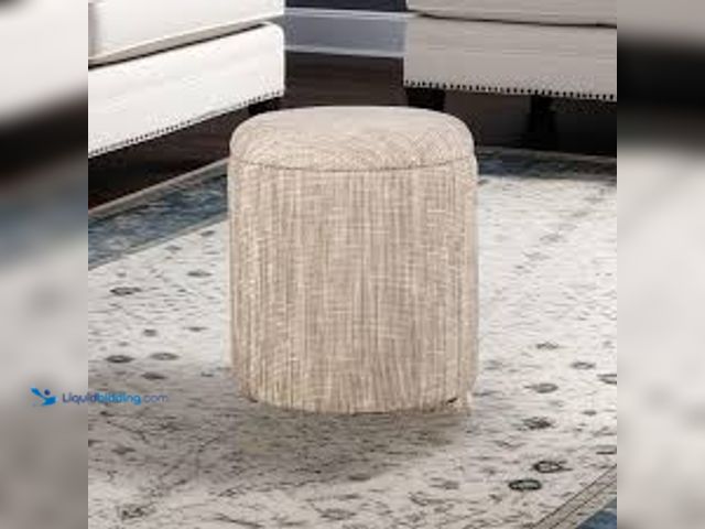 Lot 49-5415189 - Carolina Chair & Table Handwoven Priapus Rope 16 in. Round Fabric Storage Ottoman. Model # OT-1717-F...