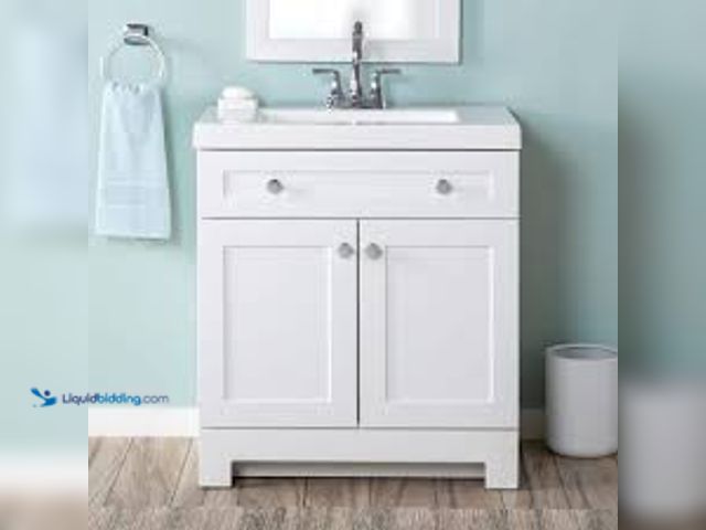Lot 49-5475861 - Glacier Bay Everdean 31 in. Single Sink White Bath Vanity (Assembled) Model # EV30P2-WH Unused Sink ...
