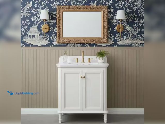 Lot 49-2005537 - Home Decorators Collection Cliveden 30 in. Single Sink Freestanding Bathroom Vanity in Cameo White w...