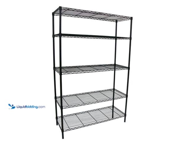 Lot 49-5445953 - HDX 5-Tier Steel Wire Shelving Unit in Black (36 in. W x 72 in. H x 16 in. D), Model # 21656PS-1, Us...