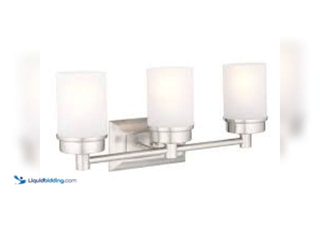 Lot 49-5415316 - Hampton Bay Cade 20.25 in. 3-Light Brushed Nickel Bathroom Vanity Light Fixture with Frosted Glass S...